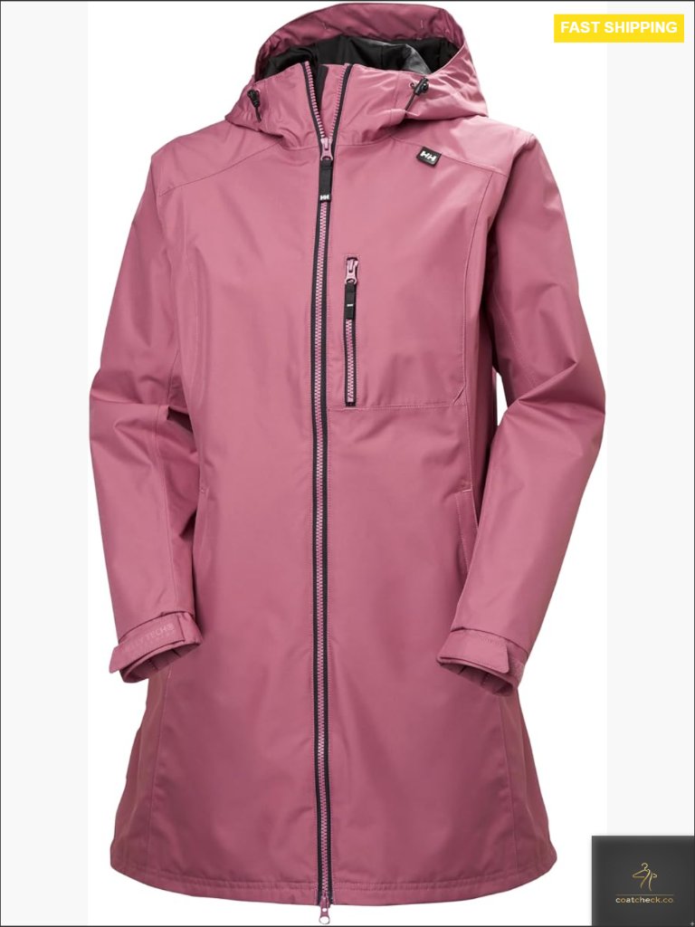Royal Blue Long Waterproof Rain Coat With Adjustable Hood Zipper Pockets